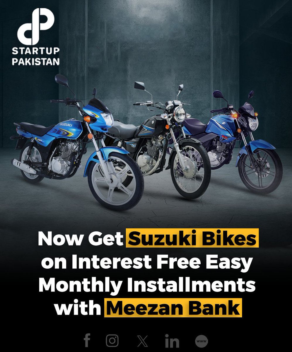 Read Details: startuppakistan.com.pk/now-get-suzuki…

#PakSuzuki #Suzukibikes #Easyinstallments #Bikes #Meezanbank