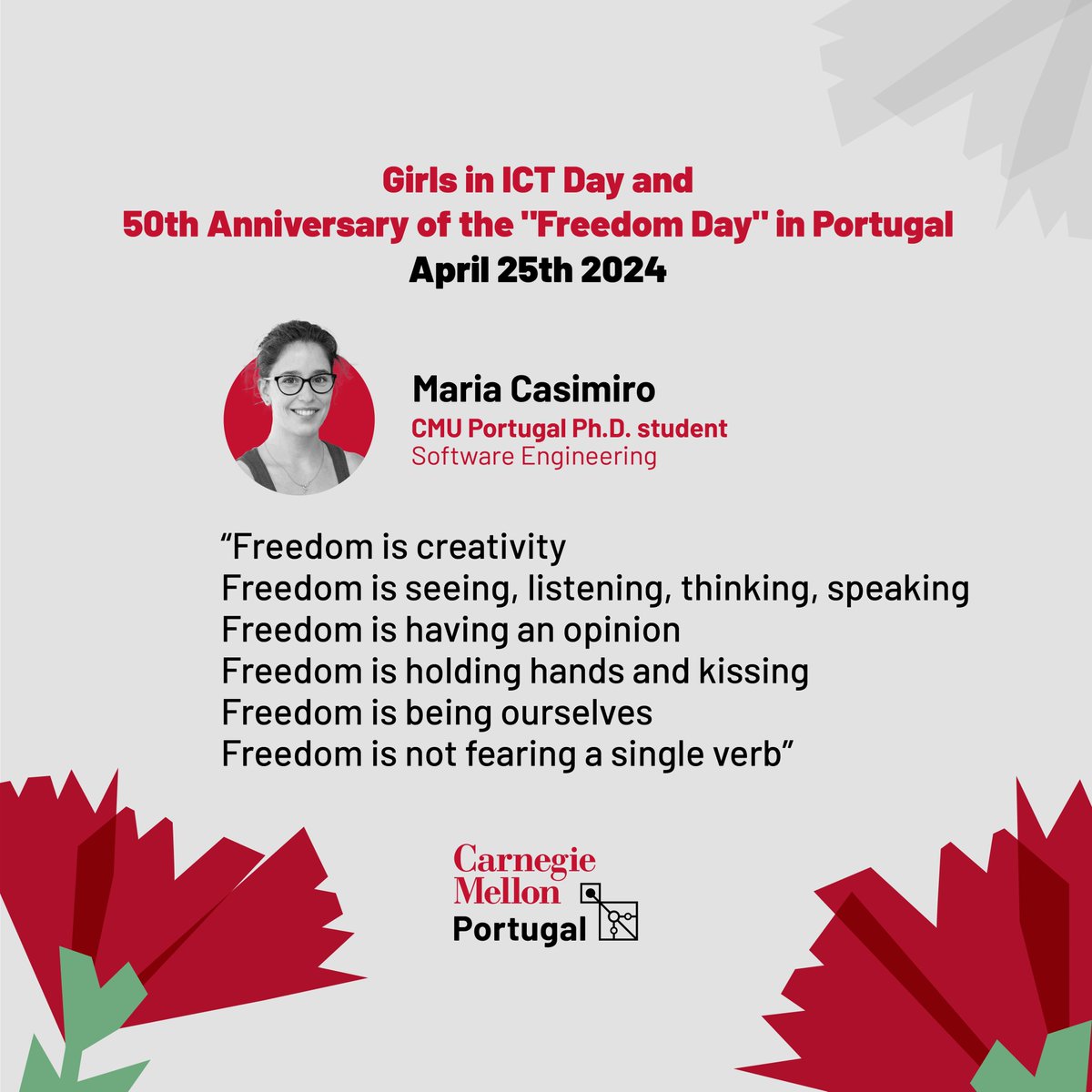 #25deAbril #GirlsInICT #CMUPortugal @S3DatCMU @istecnico