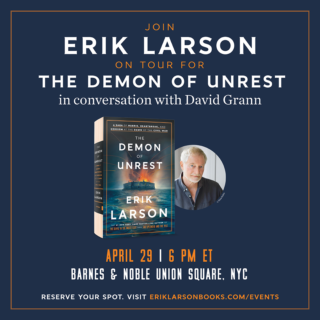 Dear friends, My first book event for The Demon of Unrest is this Monday evening, April 29, in New York. If you're around, stop by. After that I'm on the road!