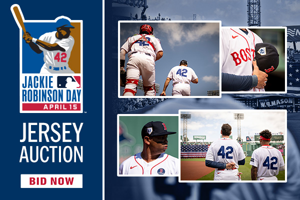 Our Jackie Robinson Day Jersey Auction is live! Bid now through April 25th on these specialty jersey worn by the Red Sox at redsox.com/rsfauction. Net proceeds will benefit the Jackie Robinson Foundation.