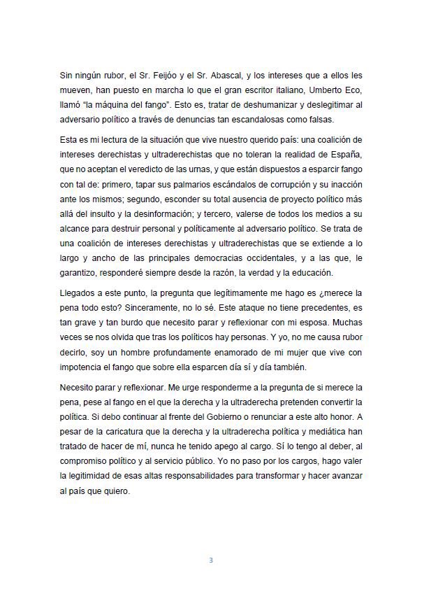 AlertaNews24's tweet photo. 🇪🇸 | URGENTE: El presidente del gobierno español Pedro Sánchez cancela su agenda y se plantea si debe continuar como presidente del Gobierno tras la denuncia a su mujer por tráfico de influencias y corrupción en los negocios. https://t.co/oTYWUWzRk0