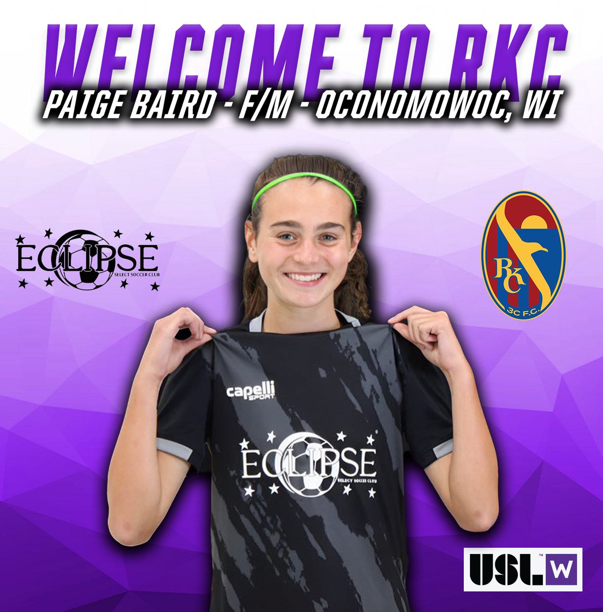 WELCOME BACK, PAIGE!

@psbaird2026 is back with RKC! The forward made 11 appearances and played in 443 minutes as one of the youngest @USLWLeague players across the league last season.

(Pending League and Federation Approval)
#262Made | #ForTheW
