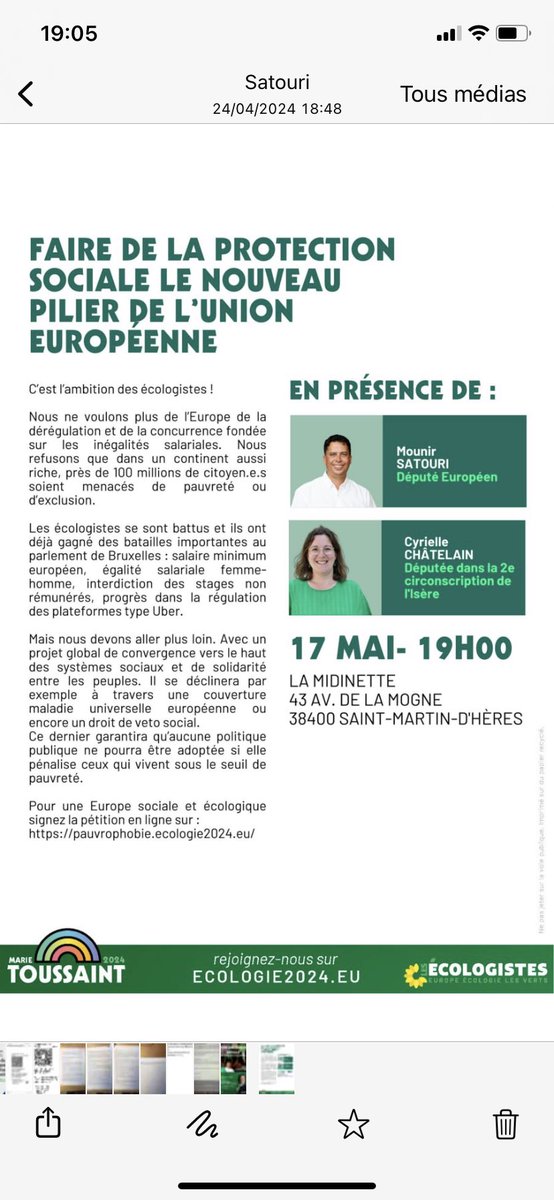 📣✅Rejoignez-nous le 17 mai à 19h à La Midinette, Saint-Martin-d'Heres, pour faire de la protection sociale le pilier de l'UE
✅ Mettons fin à la dérégulation et à la concurrence injuste
✅Unissons-nous pour une Europe solidaire ! #ProtectionSociale #UE #LesÉcologistes