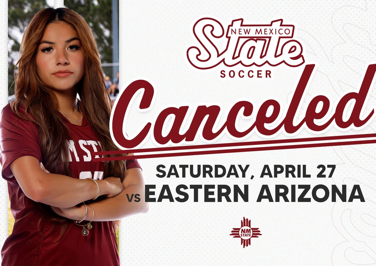 🚨𝐒𝐂𝐇𝐄𝐃𝐔𝐋𝐄 𝐔𝐏𝐃𝐀𝐓𝐄🚨 This Saturday's match with Eastern Arizona has been canceled. #AggieUp