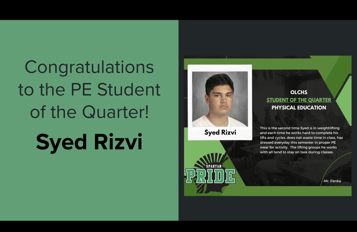 olchspe's tweet photo. Congratulations to our Drivers Education Student of the quarter Kiera Rybicki.

Congratulations to our PE Student of the quarter Syed Rizvi! https://t.co/pZG5YQ7G3C