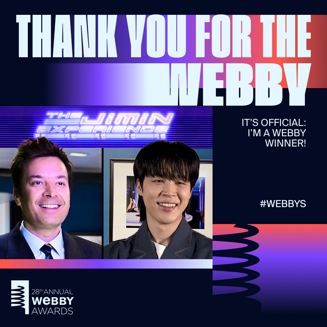 Thank you to everyone who voted for @bts_bighit’s #Jimin Experience for the Video - Viral #Webby! We are honored to have won! @TheWebbyAwards #FallonTonight