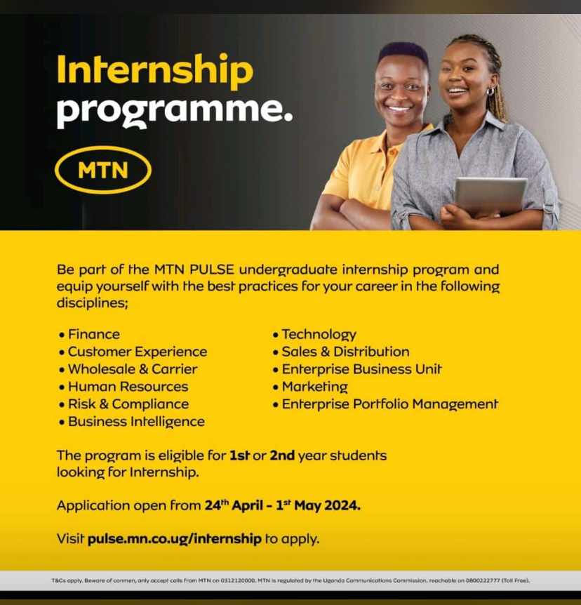 Internship opportunities for the 1st & 2nd year students. Take your shot now!. @OfficialMubs @MakerereNews @steward_chopre @NUPInstitutions