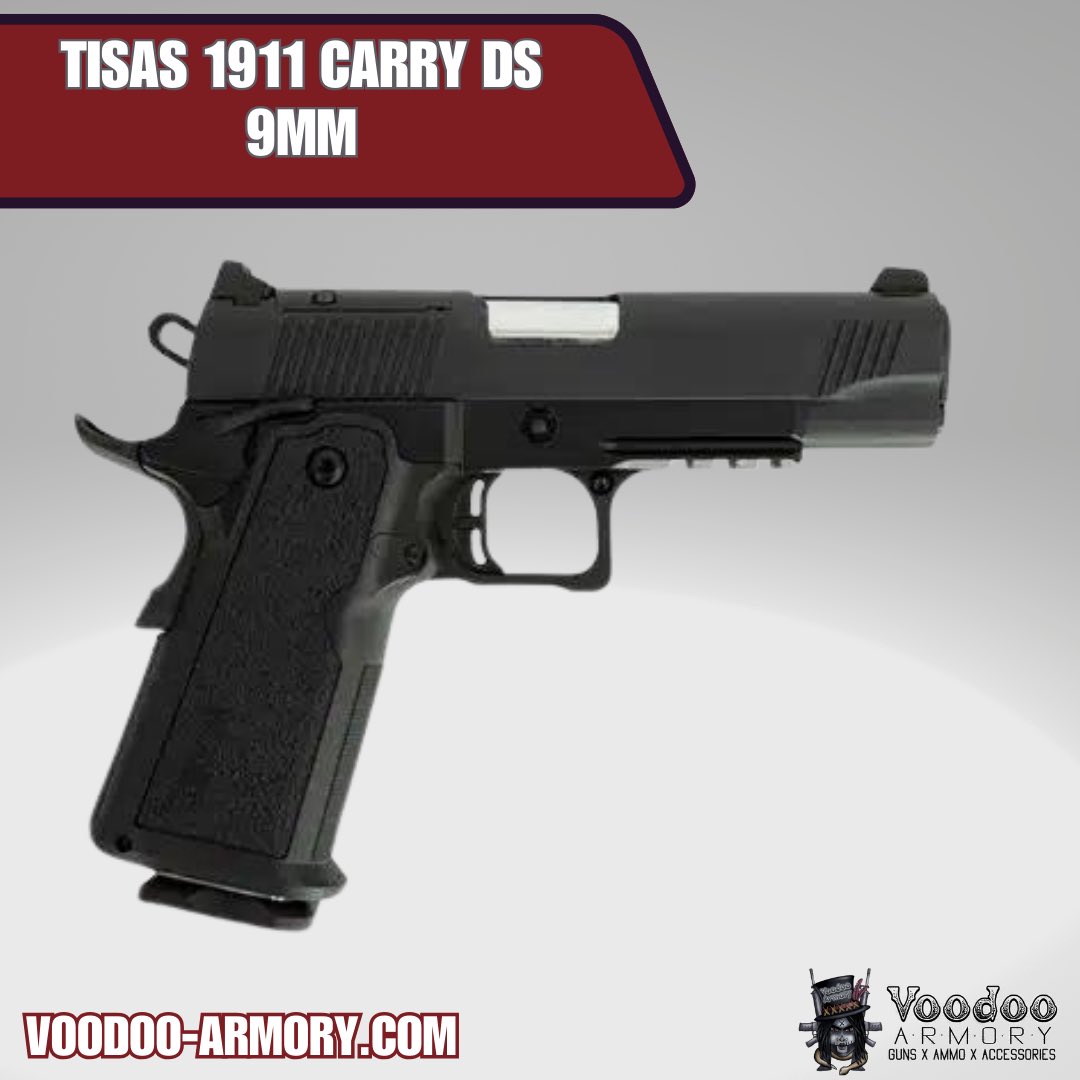 The Tisas 1911 Doublestack. Boasting a 17+1 capacity, this model combines the venerable 1911’s ergonomic and aesthetic appeal with the practical requirements of modern defensive shooting. 
#tisas #1911 #handgun #pewpewlife #gunlife #voodooarmory