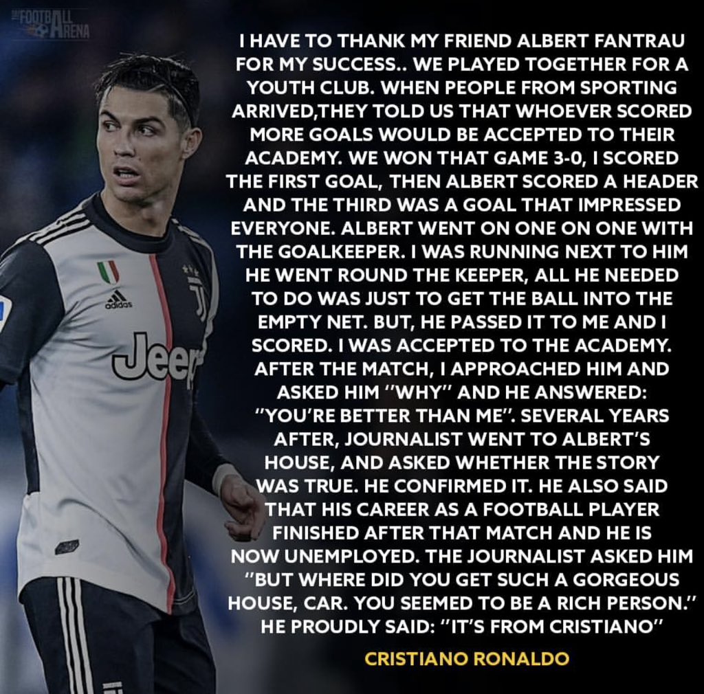 Cristiano Ronaldo owes his successful career to his friend.