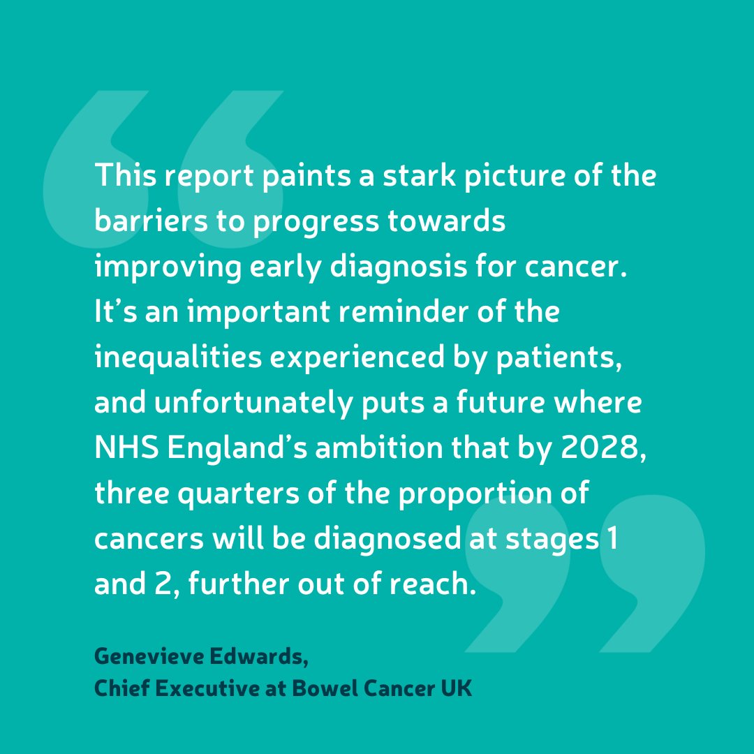A report from the @NuffieldTrust paints a stark picture of progress towards improving early diagnosis of cancer, including #BowelCancer. Read some of the report's main points and our thoughts 👇 bit.ly/4aM5k25
