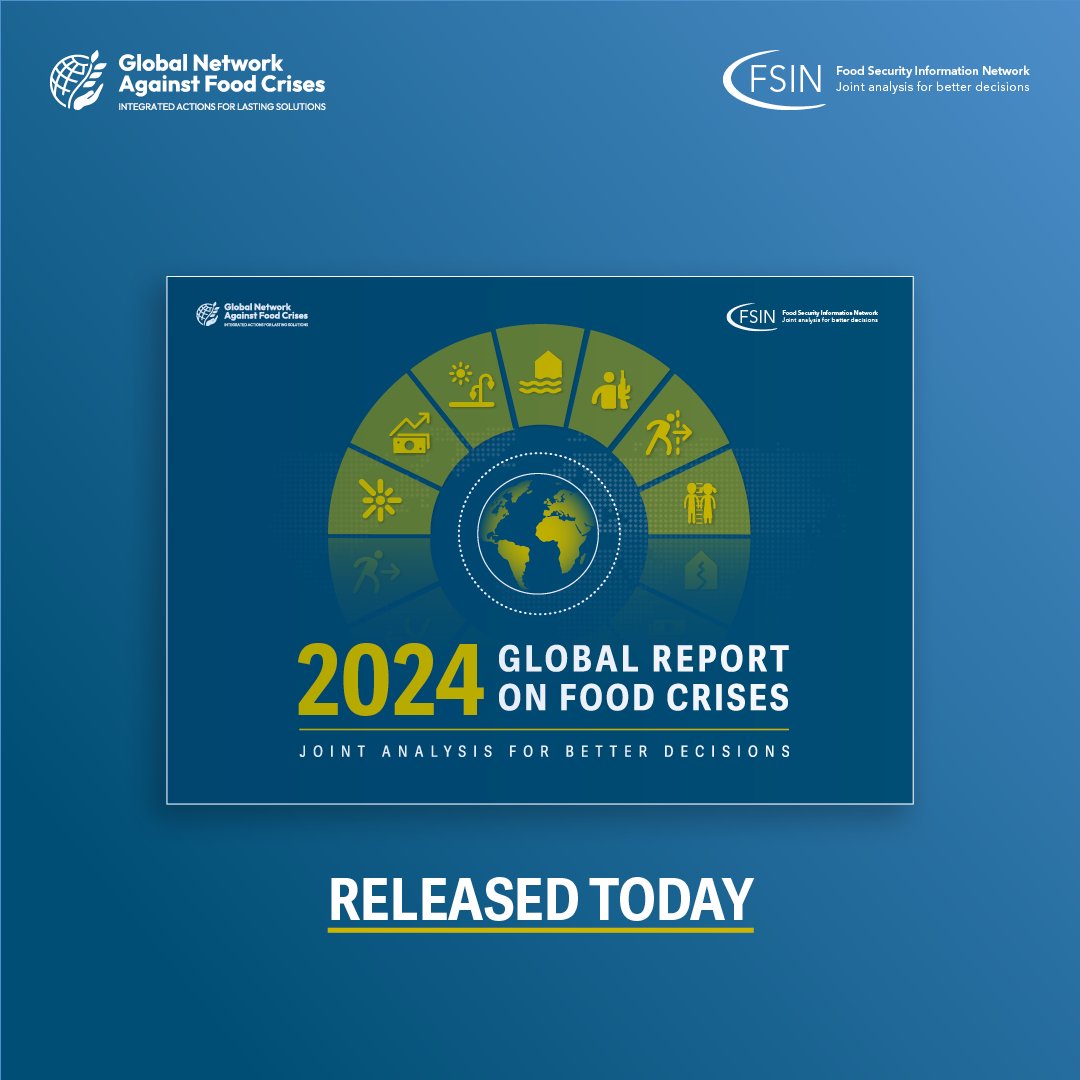 🔴Released today🔴 🌍Global Report on Food Crises #GRFC24 In 2023, acute #hunger remained persistently high in 59 countries, with 1 in 5 people assessed in need of food assistance. Find out more: bit.ly/GRFC24 #fightfoodcrises