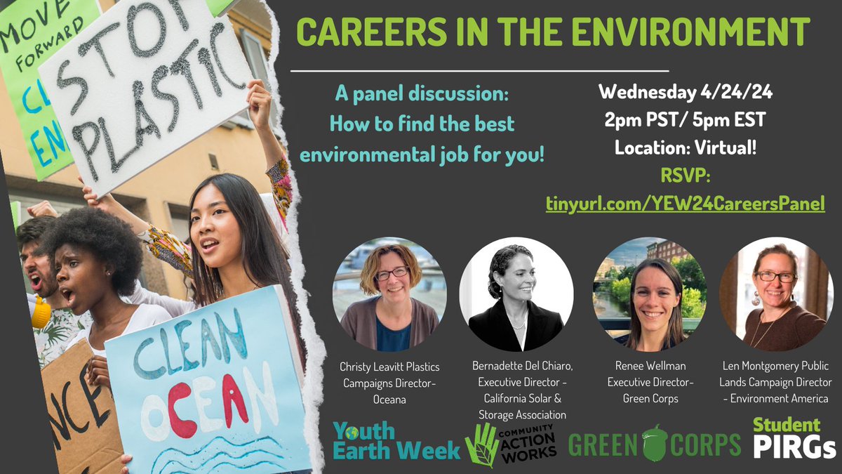 Excited to see you today for our #YouthEarthWeek Careers Panel! RSVP: tinyurl.com/YEW24CareersPa…