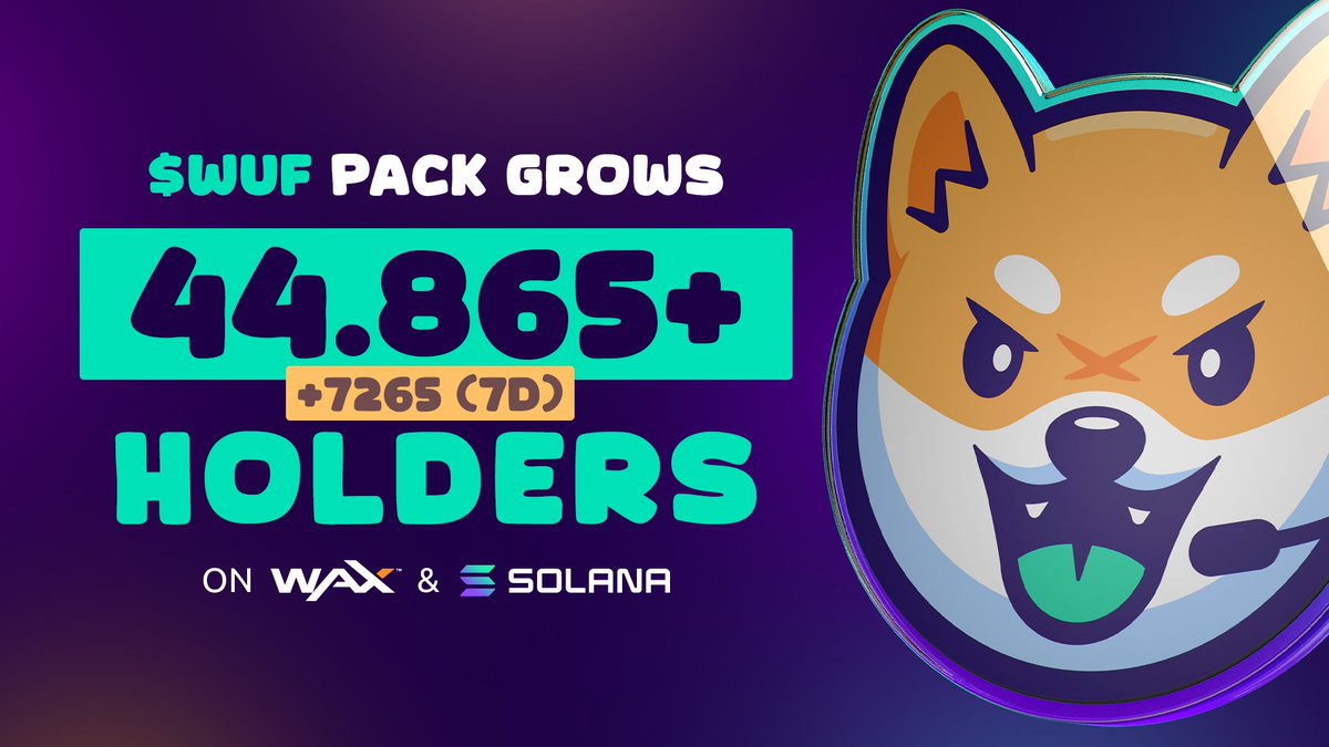 Already ~45,000 holders in the $WUF Pack across @solana & @WAX_io! 🫡 Get ready for a massive boost. We're expanding our territory to @base next week! #based🔵