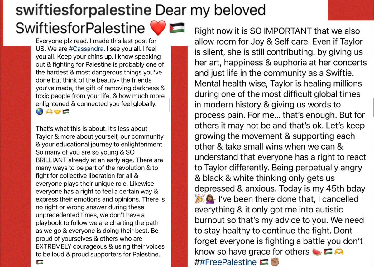 You know where I definitely wouldn’t last? Neither have over 35k Palestinians on day 200 of the gen0cide. Dear my beloved SwiftiesforPalestine ❤️🇵🇸 @swifties4pal Everyone plz read. I made this last post for US. We are #Cassandra. I see you all. I feel you all. Keep your chins…