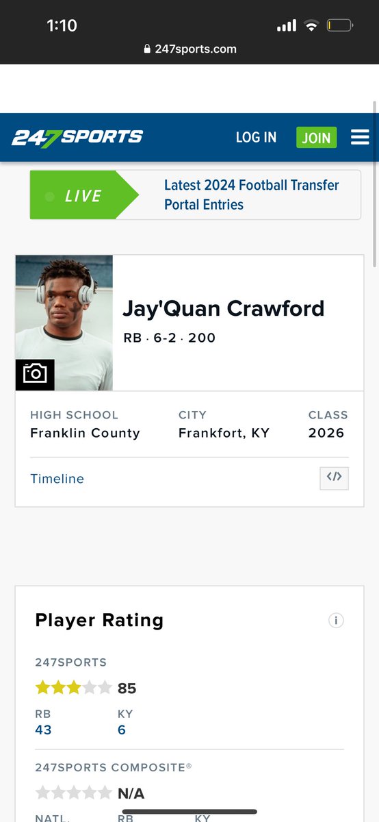 Blessed to be rated a 3⭐️ by @247Sports and blessed to be rank 6 in kentucky !! @mickdwalker @AllenTrieu @FCFlyerFootball @KYHighFootball @LippertScouting @DennyDledford @PRZPAvic @NateInSports @PrepRedzoneKY @drew_toennies @UofLRecruiting1