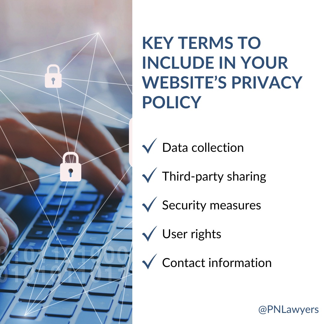 You should also include key definitions and disclose the purpose of any data collection. Need help drafting your privacy policy? Send us a message!

#privacy #privacypolicy