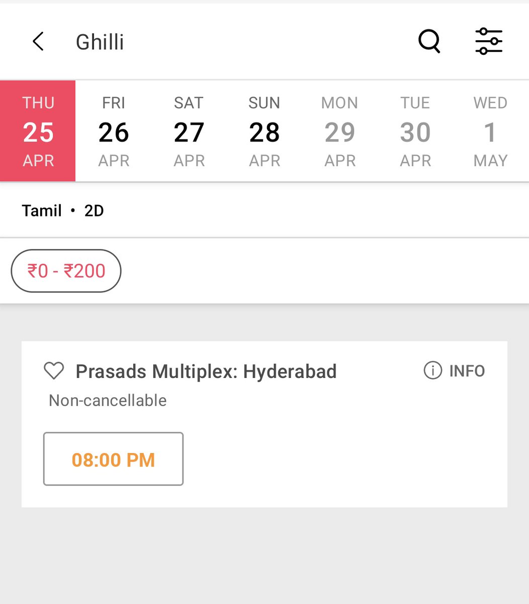#Ghilli4K Fastfilling 💥💥

🎟️🔗 : in.bookmyshow.com/hyderabad/seat…