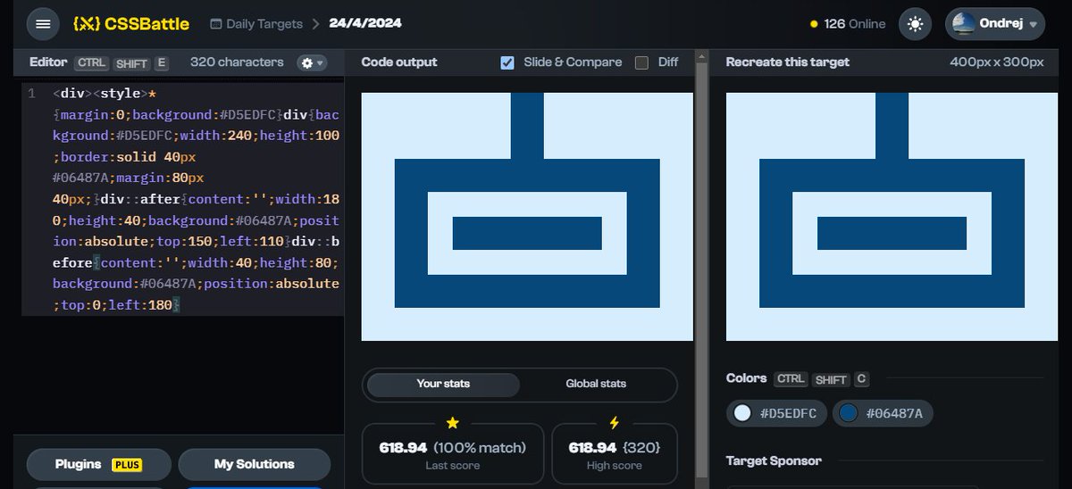 {⚔️} Day 5 of #CSSBattleDaily streak: Apr 24  — 618.94 score / 320 chars
@css_battle
#frontenddevelopment #css #html #frontenddeveloper #fullstackdeveloper #webdevelopers #webdeveloper #htmlcoding #webdevelopment #webdesign #website #css #digitalmarketing #coding