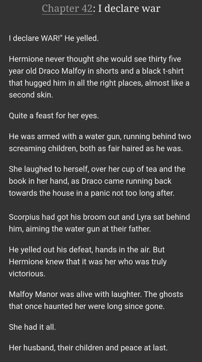 Dhr fluff from my OneShot collection.
Link: archiveofourown.org/works/50115220

#dhr #Dramione #DracoMalfoy #HermioneGranger