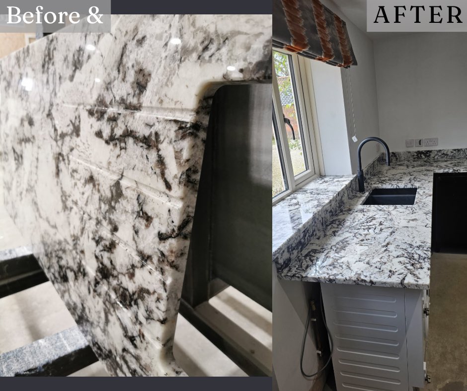 Finished kitchen using 30mm Ice Blue Granite🔥

Swipe to see before and afters of the worktop 🙌

Material from @cosentinouk 🤝 

#designstoneworks #granite #worktops #process #norfolk #homedesign #kitchen #finish #material #stone