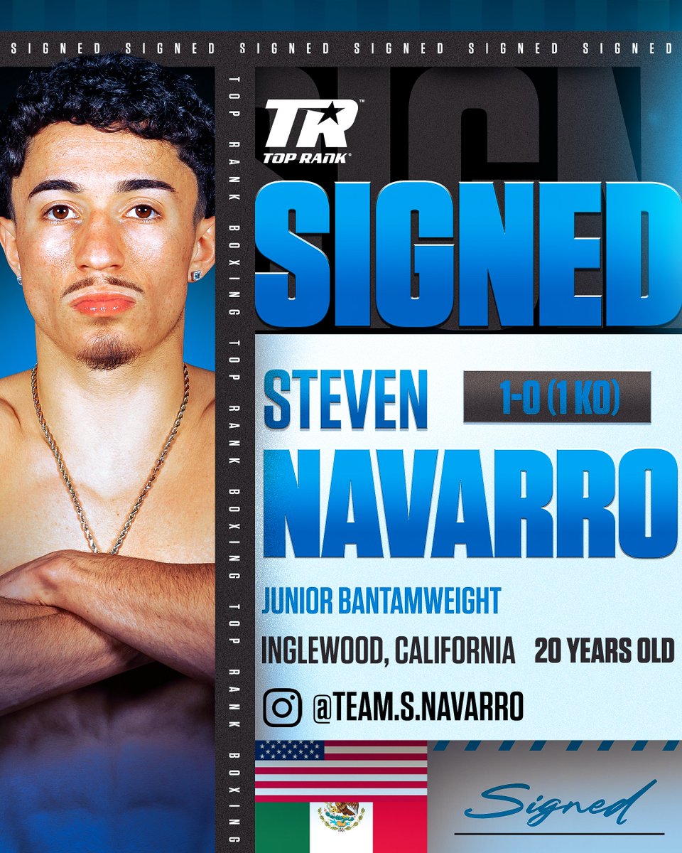 𝐄𝐗𝐏𝐋𝐎𝐒𝐈𝐕𝐄 𝐀𝐃𝐃𝐈𝐓𝐈𝐎𝐍. Steven 'Kid Dynamite' Navarro has signed a long-term promotional contract with #TopRank 🧨