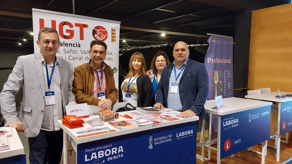 UGTPV's tweet photo. Hoy los Sec. Generales Ismael Senent y Raül Roselló han participado en el Foro Labora en Ruta del @GVAlabora.
A través del pacto por el empleo de @ACTAIO, se han configurado varias mesas redondas y entrevistas a través de las empresas.
#UGT #ACTAIO #LABORA #EMPLEO #FORMACION https://t.co/R7EnXIDA4Z