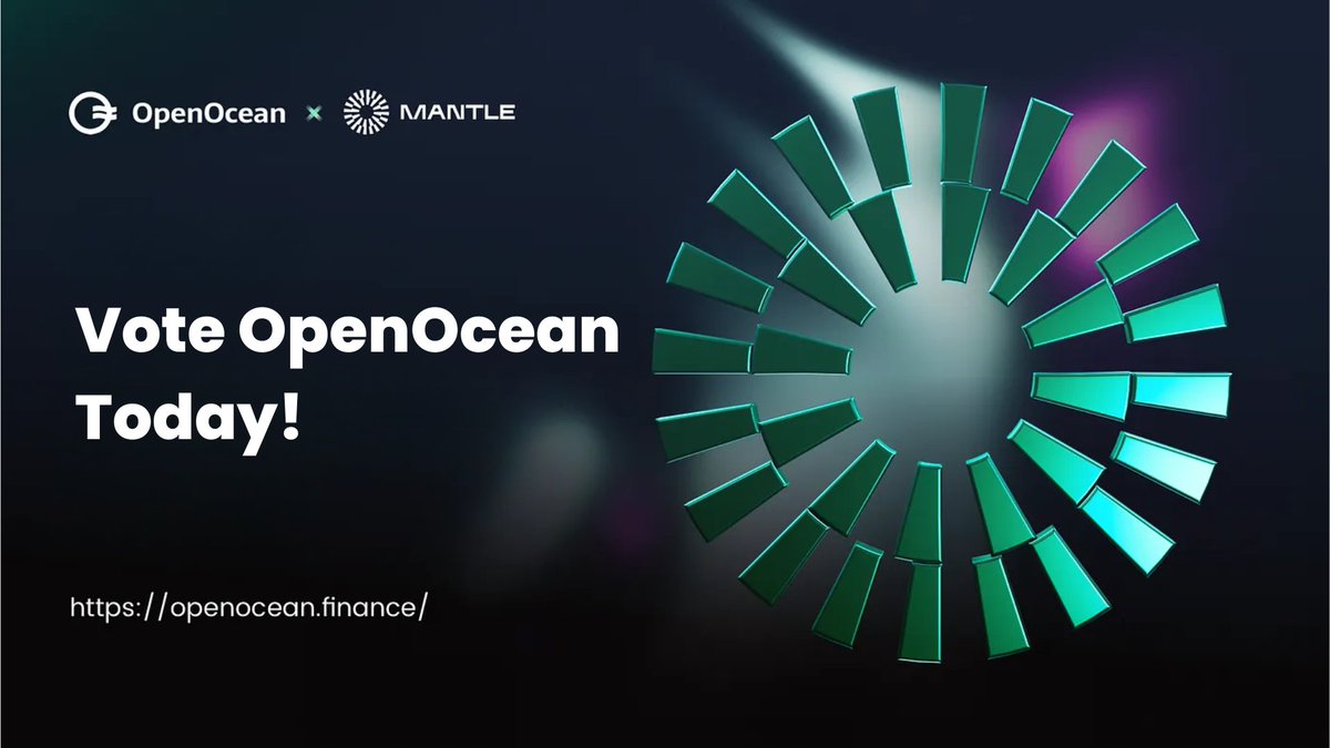 Spare a vote for OpenOcean 🌊 It's time for @0xMantle's April community townhall event on 26/04/24, the top 3 voted projects will get to pitch their projects live! Vote by tagging us in a quote retweet of the linked tweet- t2m.io/VoteOpenOcean Let the voting commence! 🔨