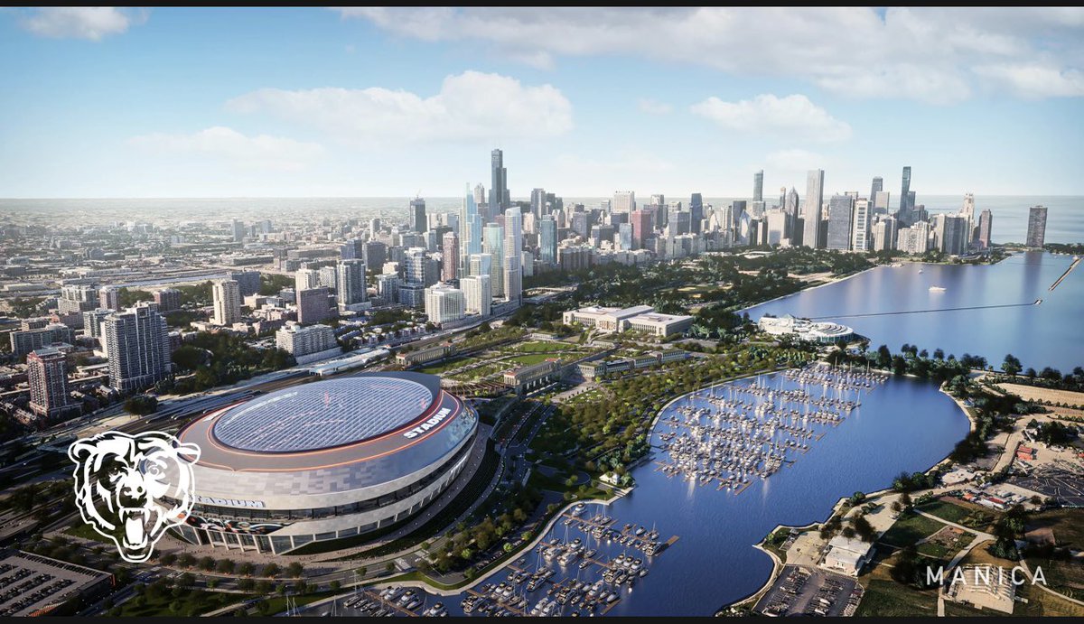 BearsNationCHI's tweet photo. Several renderings of the #Bears new proposed stadium in downtown Chicago. https://t.co/8Bge2YLYFn