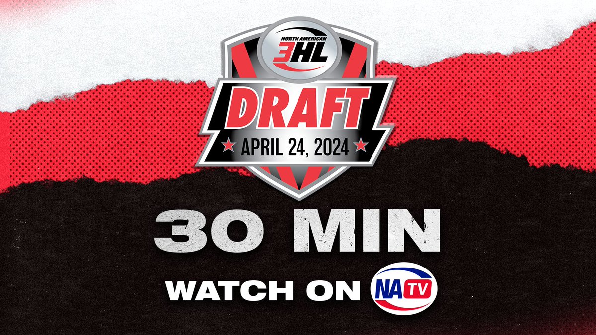 We are 30 minutes away from the 2024 #NA3HLDraft! 🔗: na3hldraft.com 📺: nahltv.com