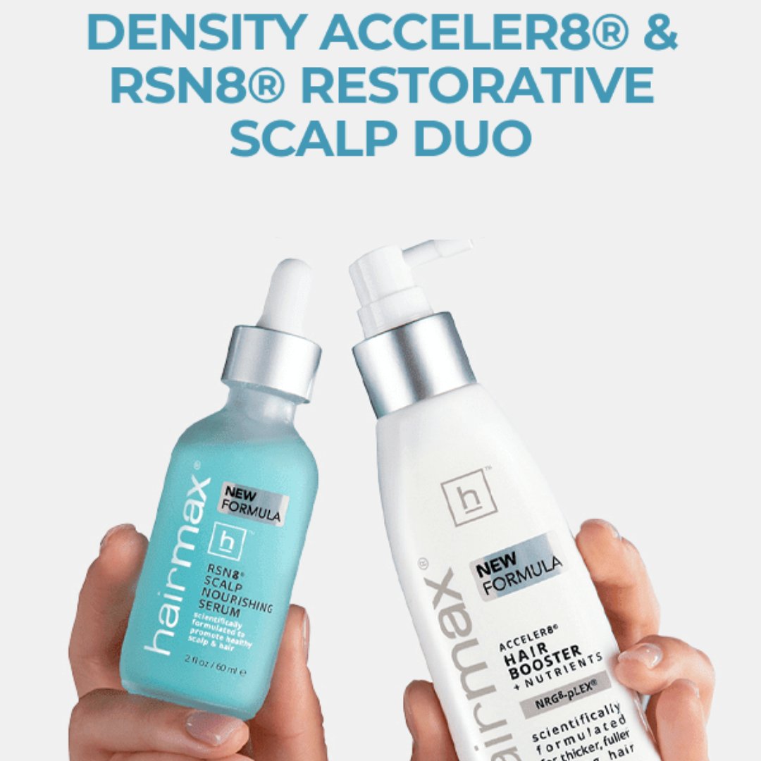 Density Acceler8® & RSN8®: Your secret weapon for stronger, younger-looking hair. 

This powerful pairing:
✨ Combats aging & brittleness
✨ Promotes a healthy scalp environment
✨ Fortifies hair for vibrant growth
✨ Embrace thicker, healthier hair! (Link in bio)

#hairmaxuk