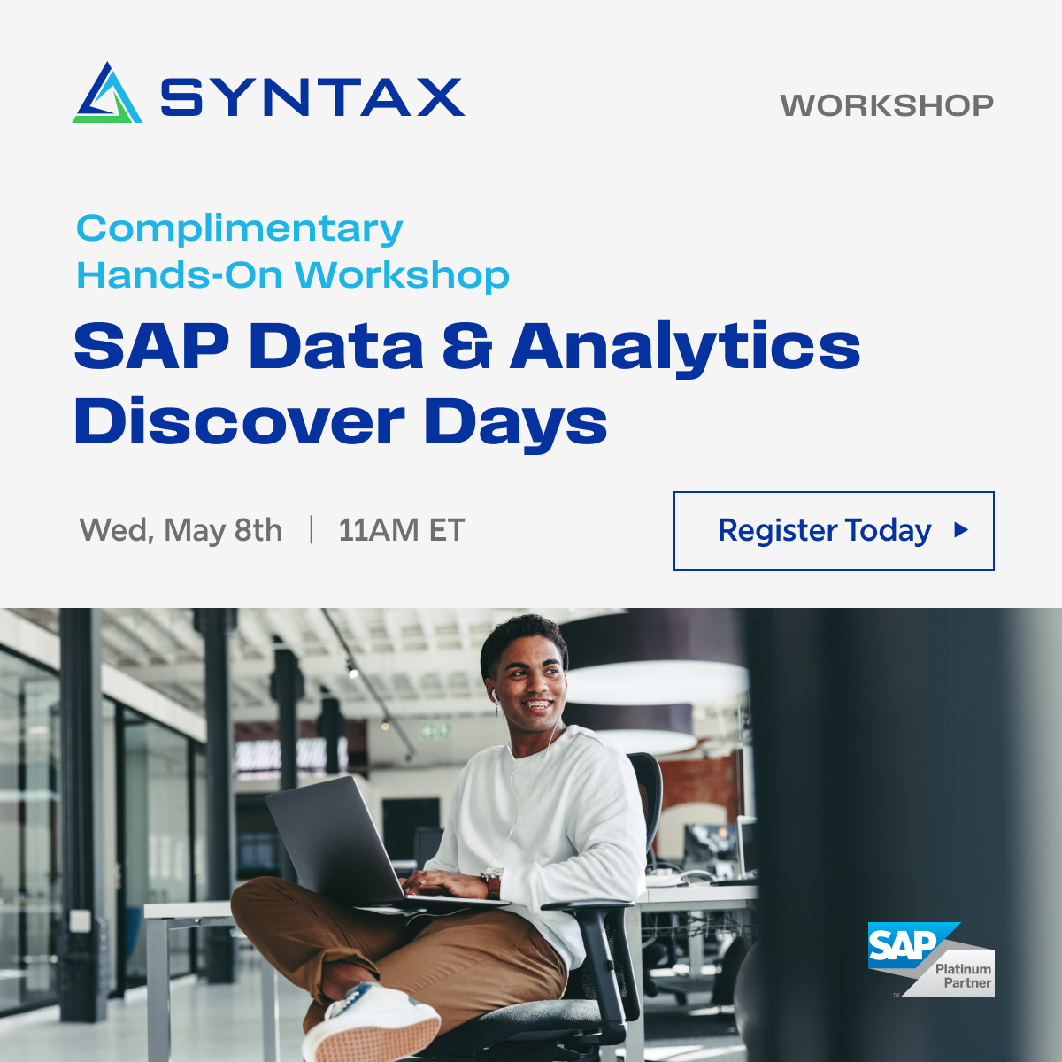 syntax_systems's tweet image. Join a 2-hour virtual workshop with Syntax and @SAP on May 8th!
Explore SAP's Data Warehousing strategy, maximize investments, and learn data extraction methods. Perfect for Business, IT, and Data & Analytics teams.
Register now: hubs.ly/Q02tYNM10