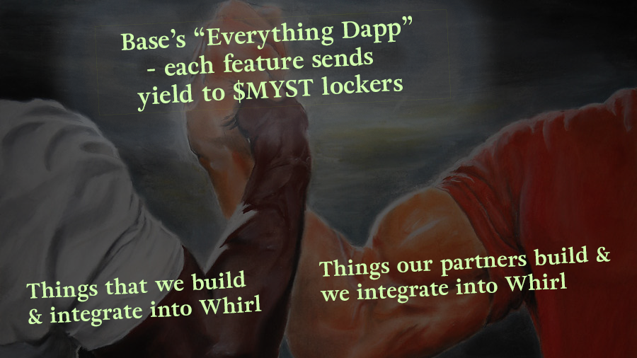 We haven't discussed it publicly yet, but Whirl is going to have a secret weapon on the path to becoming the 'everything dapp' of @base. As well as our own products being on Whirl, we'll be integrating partnering projects' contracts with our UI too. tldr - more things, faster.