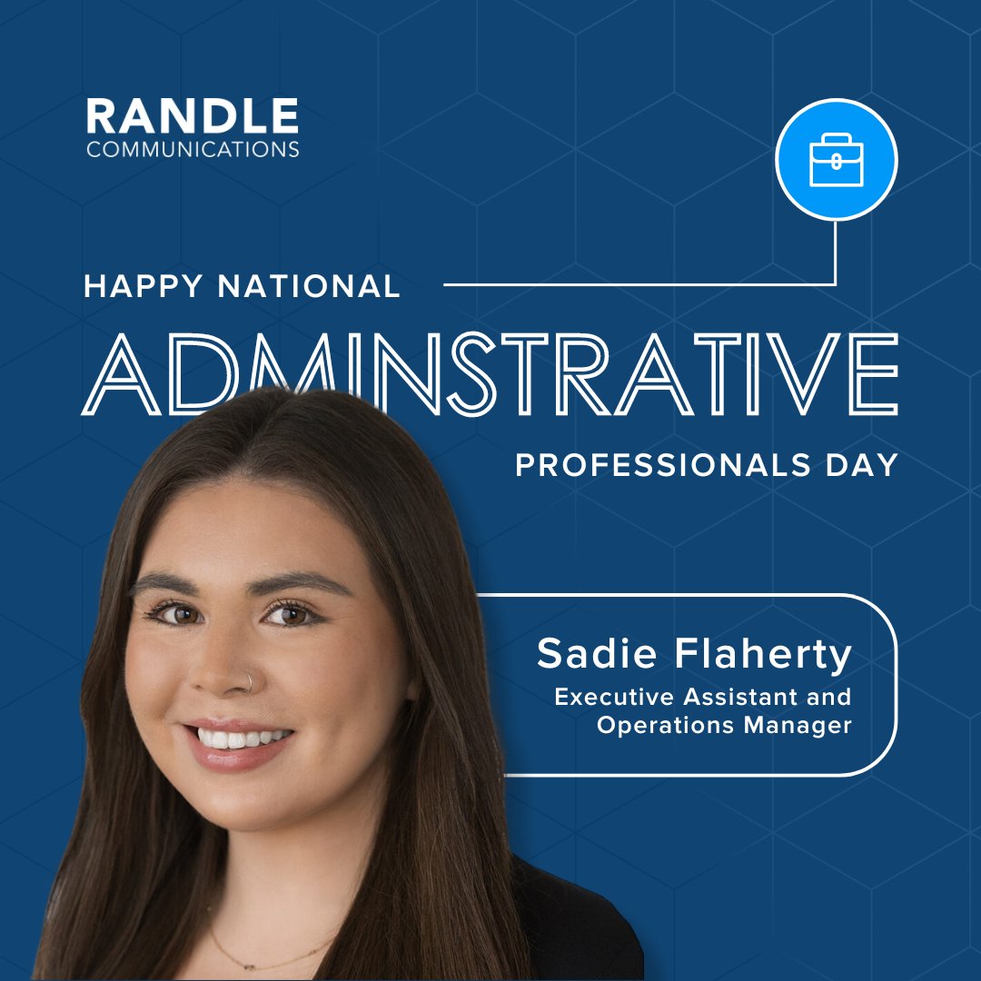 Happy #AdministrativeProfessionalsDay to our Executive Assistant and Operations Manager, Sadie Flaherty! Sadie is a key pillar of #TeamRandle, fueling team collaboration and ensuring all operations run smoothly. Thank you for all that you do!