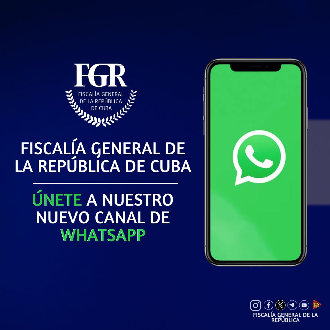 🟢 ¡Desde hoy estamos en WhatsApp! Con el objetivo de continuar favoreciendo que los contenidos de la #FiscalíaCubana lleguen a mayor número de usuarios, abrimos nuestro canal en esta plataforma de mensajería. ➡️Acceda pinchando en el siguiente enlace: whatsapp.com/channel/0029Va…