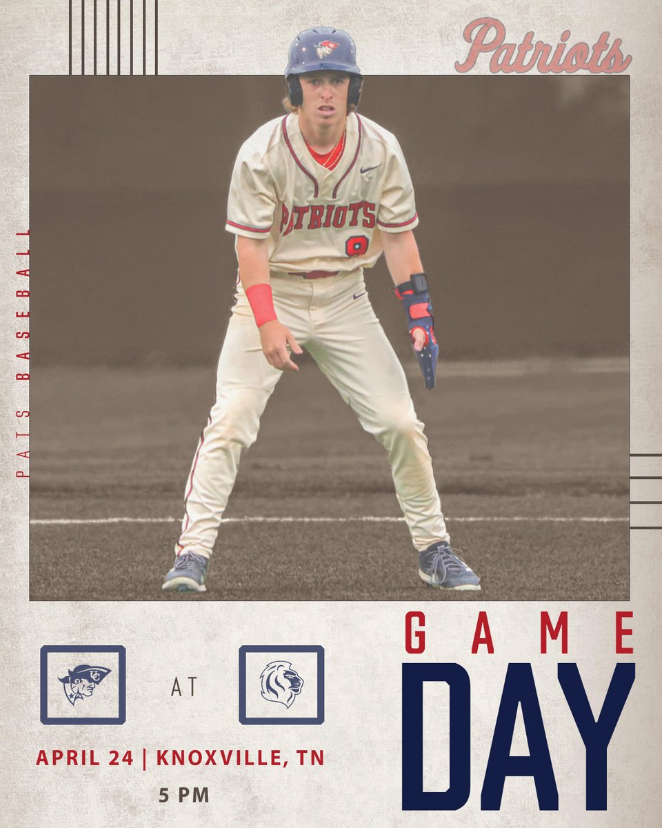 The No. 4 Patriots hit the road for a midweek matchup, taking on the Johnson Royals! #OneBigTeam 📍- Russel Morgan Field | Knoxville, TN 🕙- 5 p.m. 📈-tinyurl.com/dxxvtt83 📺- tinyurl.com/yzxetwf9