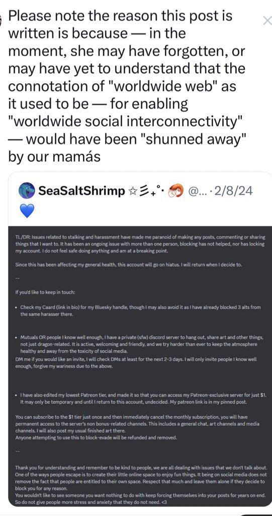 SeaSaltSea711's tweet photo. Link-Source of TikTok, plus final 12 seconds, plus two more attachments (SeaSaltShrimp is French🇫🇷, and the quote-reposter is from NYC🗽; last I’d known, they’re both “done” trying to hope for “good vibes” within either of themselves), +Bee reply I get w/

https://t.co/it3nswffdw https://t.co/xo0k9MUby6