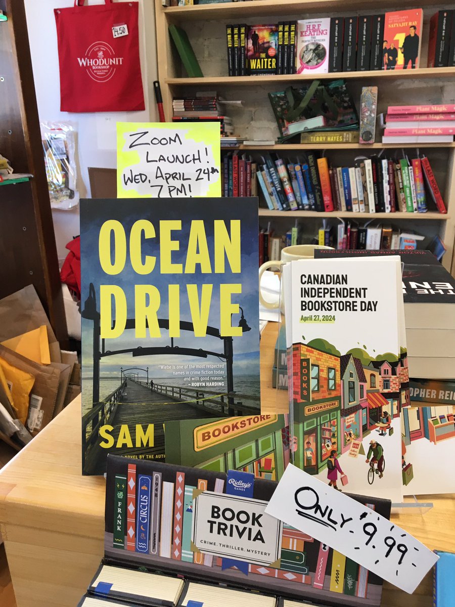 Tonight is the first part of our #CiBD2024 & you can do it from your own home! Join us & @sam_wiebe tonight for the launch of “Ocean Drive”. Link at Whodunitbooks.ca/events