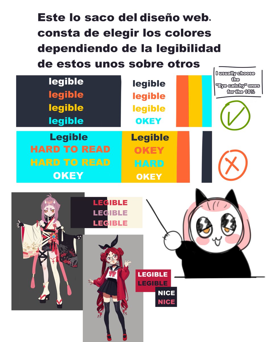 vanellabeam's tweet photo. "how to choose the distribution?" 
I take this one from web design.
It consists of choosing the colors depending on their legibility ones over others. I usually choose as "60%" the one that the others can be easily read over it

this is not an absolute rule, its just how I do it https://t.co/4bOzAOeT8E
