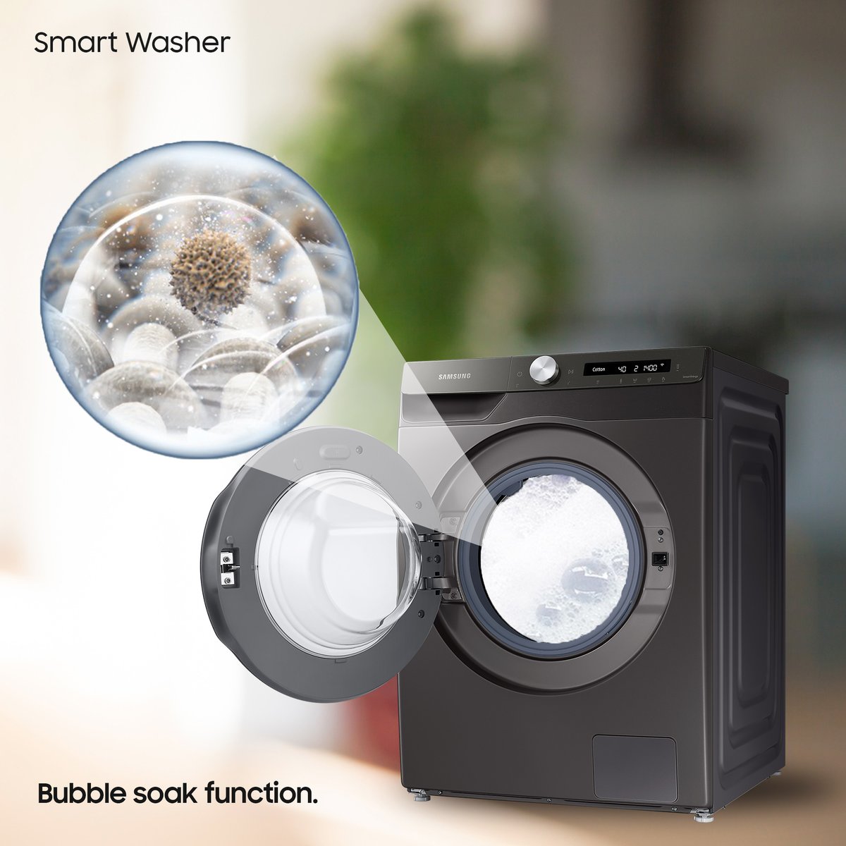 The Bubble Soak function of our Smart Washer helps remove a wide variety of stubborn stains like food, wine, and make up. Available at all authorized Samsung stores nationwide. #SamsungNigeria #StayConnectedWithSamsung