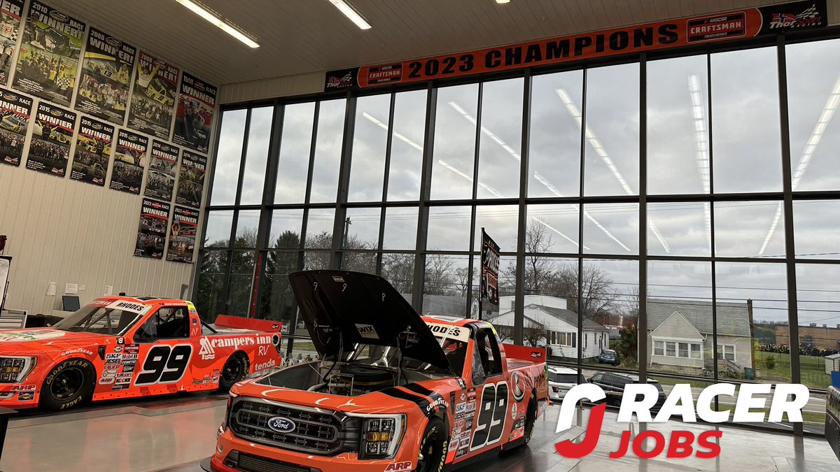 NASCAR Craftsman Truck Series championship team @ThorSportRacing is currently hiring for three open positions: Transport Driver, Fabrication, and General Mechanic.  

See all open positions: hubs.ly/Q02tXkCZ0