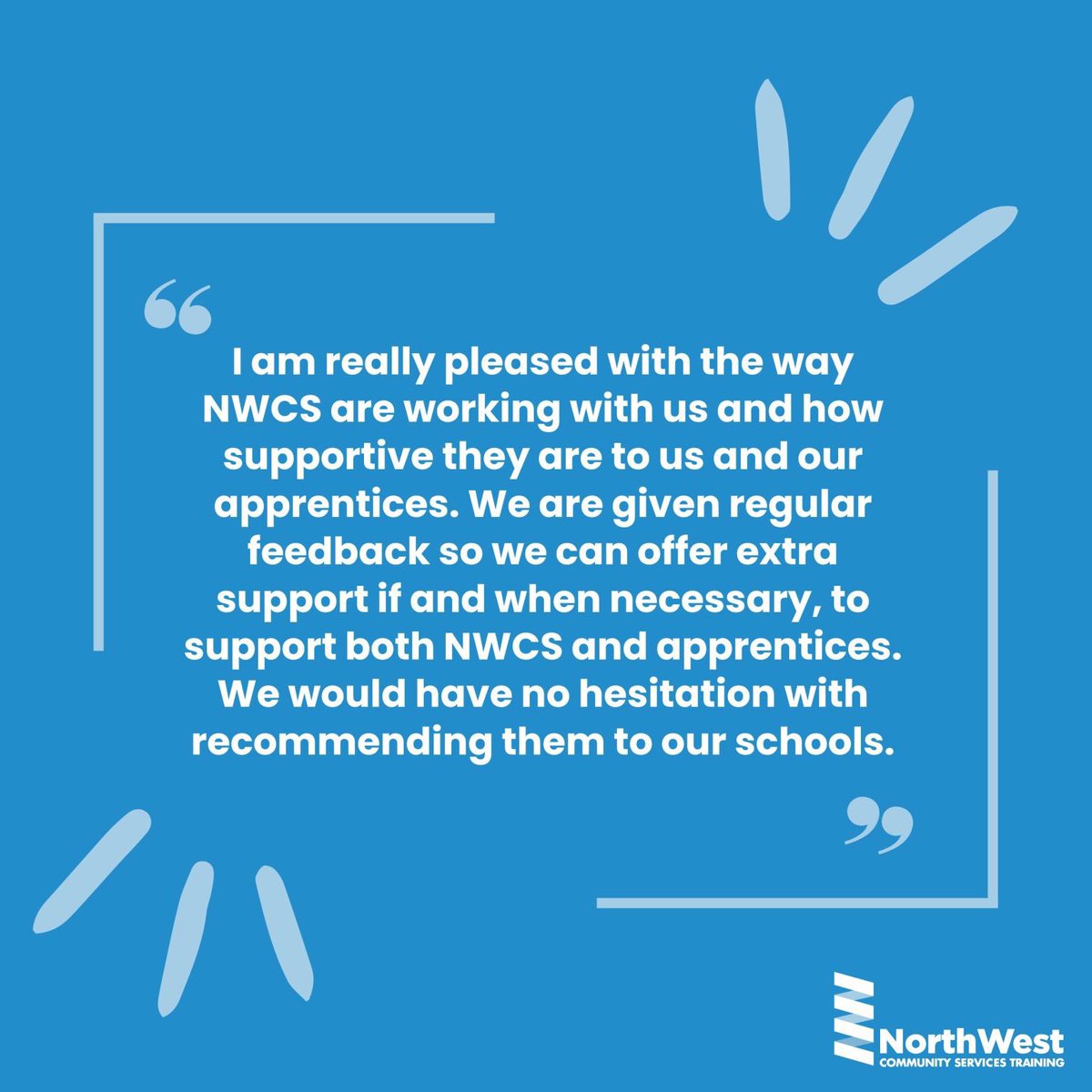 NWCSTraining's tweet image. Thank you to one of our employers for sharing this brilliant feedback 👏

🔔 Quick reminder to all our apprentices and employers that you will have received a link to our survey - we’d love to hear from you.  If you have not received the link, please contact enquiries@nwcsltd.uk.