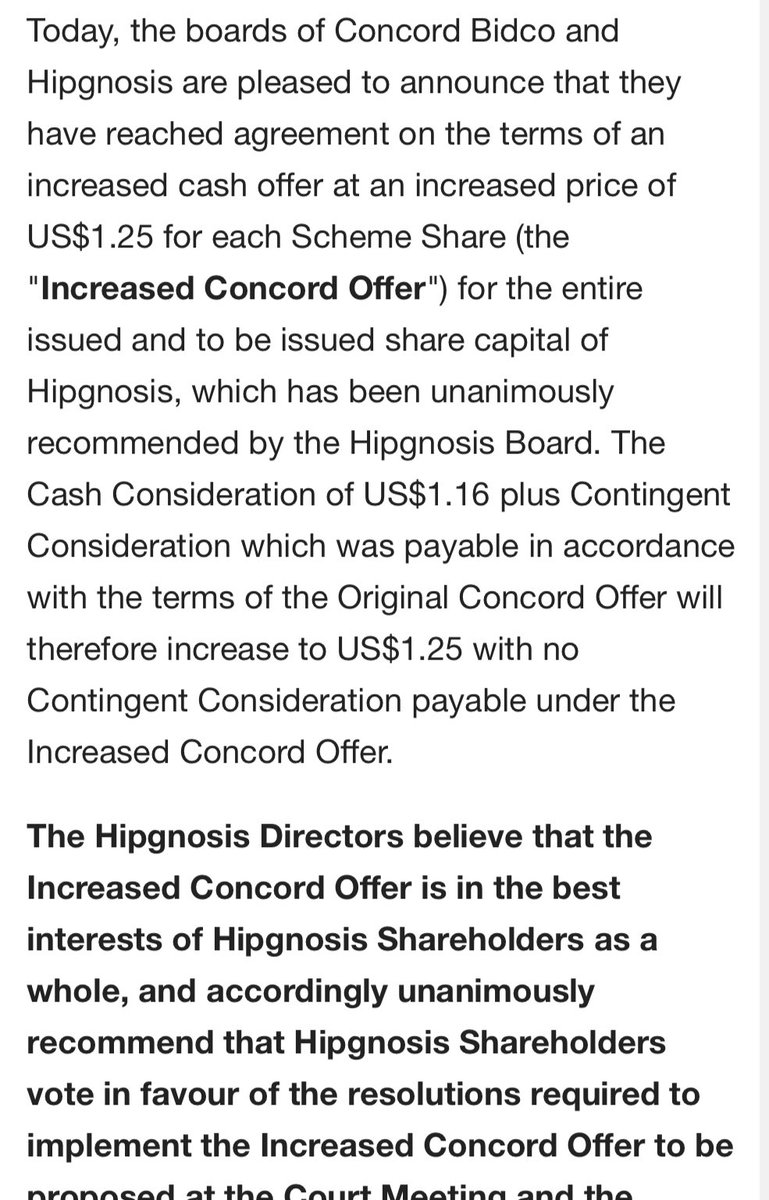 the bidding war for hipgnosis continues: Concord has come back with a higher offer to fend off Blackstone