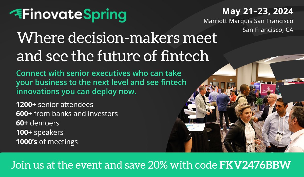 Calling all #fintech enthusiasts!👋 We're gearing up for the upcoming #FinovateSpring, ready to connect with the fintech community and see the latest industry innovations. 🙌 Grab your tickets: shorturl.at/bgmY0 @Finovate #Finovate @jasonhenrichs @JPNicols @BrettKing
