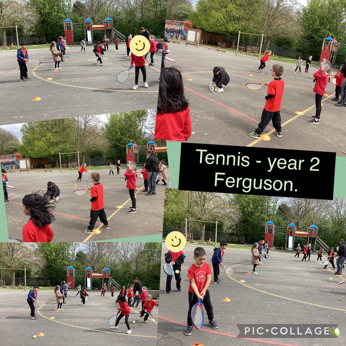 Tennis skills are improving well for year two Ferguson. Today they began rallying with a partner.