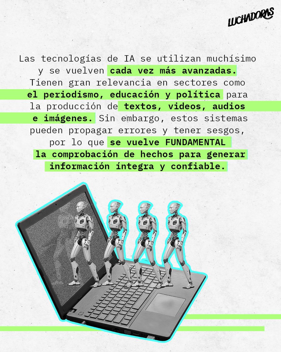 LuchadorasMX's tweet photo. ¿#InteligenciaArtificial durante las #Elecciones2024 ? 🤖 ¡Tenemos que hablar! 
Estas tecnologías son cada vez más avanzadas pero tienen sus trucos y consecuencias 🤨 https://t.co/EmLOC4regC