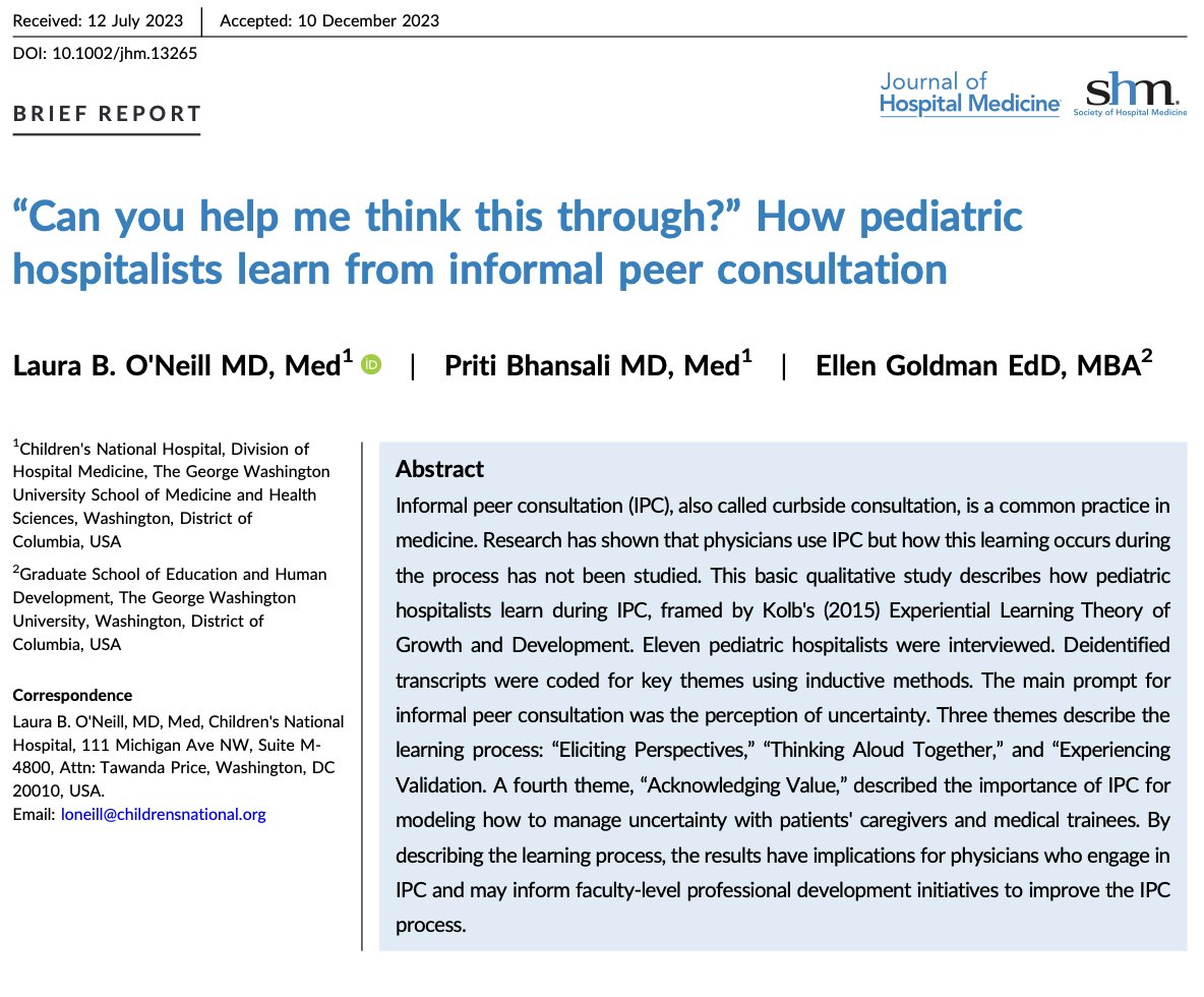 JHospMedicine's tweet photo. 💡🤝 Curbside consultations aren't just chit-chat; they're valuable learning moments. See how these exchanges can foster growth. #InformalLearning #HospitalistNetwork
🔗: https://t.co/vNCauzEwoi https://t.co/RCb0A68ZZ0