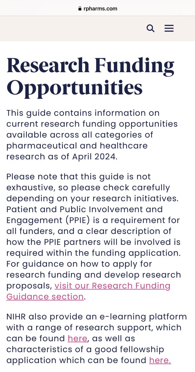 Diane Ashiru, PhD (@drdianeashiru) on Twitter photo Find out about research funding opportunities collated on <a href="/rpharms/">Royal Pharmaceutical Society</a> website - open access
Hope colleagues find it useful.
Additional research support available through guides, mock interviews, application reviews etc
bit.ly/3PY5Xxa
#PharmacyResearch Find out about research funding opportunities collated on <a href="/rpharms/">Royal Pharmaceutical Society</a> website - open access
Hope colleagues find it useful.
Additional research support available through guides, mock interviews, application reviews etc
bit.ly/3PY5Xxa
#PharmacyResearch