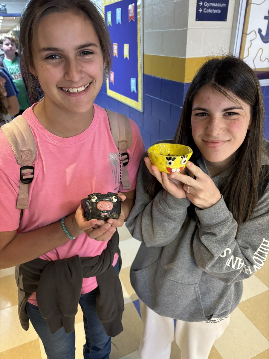 Pieces from Ms. Jegier’s classes have come back after being glazed, and our students were proudly showing them off in the halls. We love seeing their artwork! #westisbest