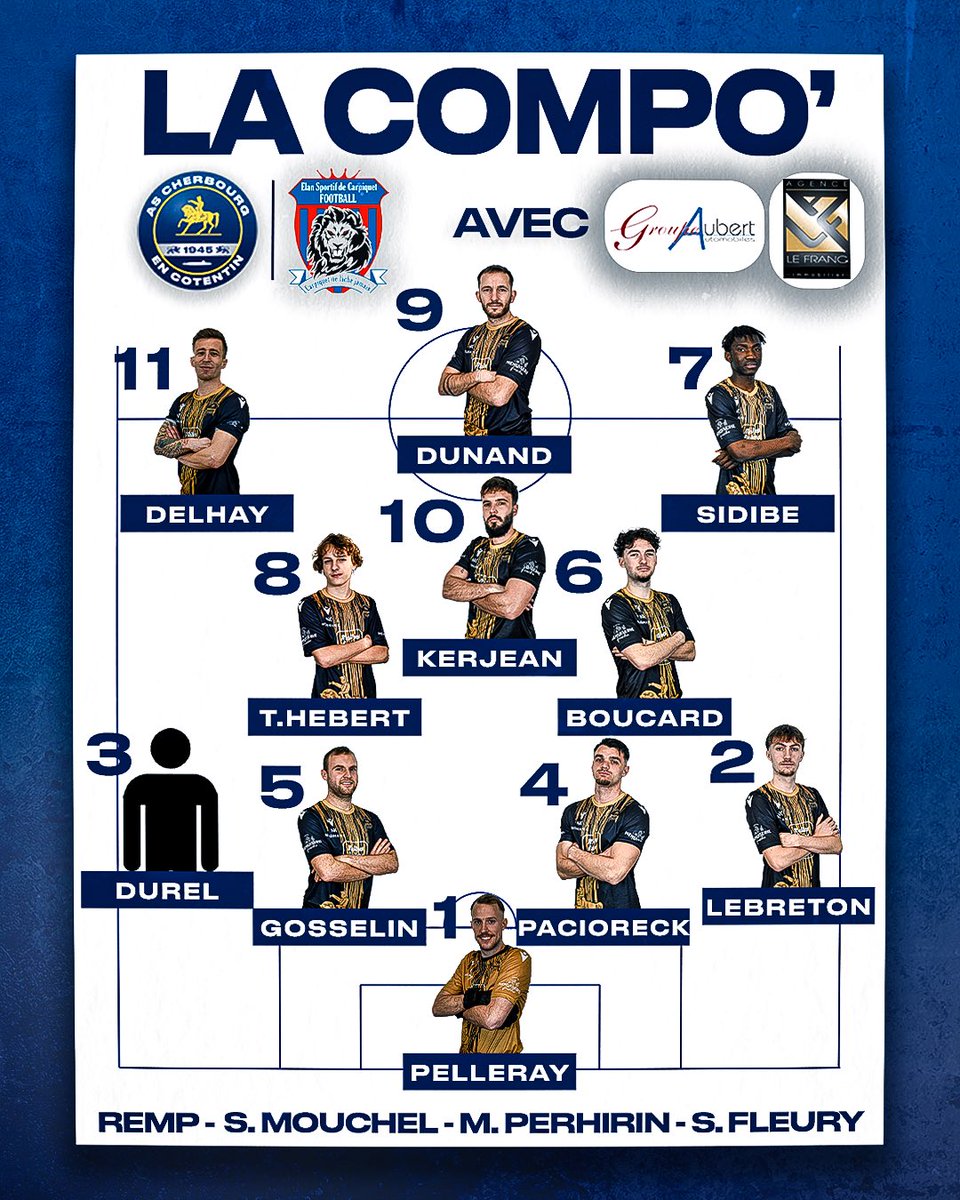 as_cherbourg's tweet photo. #ASCESC | 𝐂𝐨𝐮𝐩 𝐝’𝐞𝐧𝐯𝐨𝐢 !

Premier ballon botté pour ce 3️⃣2️⃣ème de finale de Coupe de Normandie ! 👊

Voici nos hommes👇

𝑳𝒆 𝒎𝒂𝒕𝒄𝒉 𝒅𝒆́𝒃𝒖𝒕𝒆 𝒂𝒗𝒆𝒄 𝒏𝒐𝒔 𝒑𝒂𝒓𝒕𝒆𝒏𝒂𝒊𝒓𝒆𝒔  Agence LE FRANC 🤝 Groupe Aubert Automobiles

#ASCherbourg #ASC #Regional3 #R3 https://t.co/GSiu0XvbDM