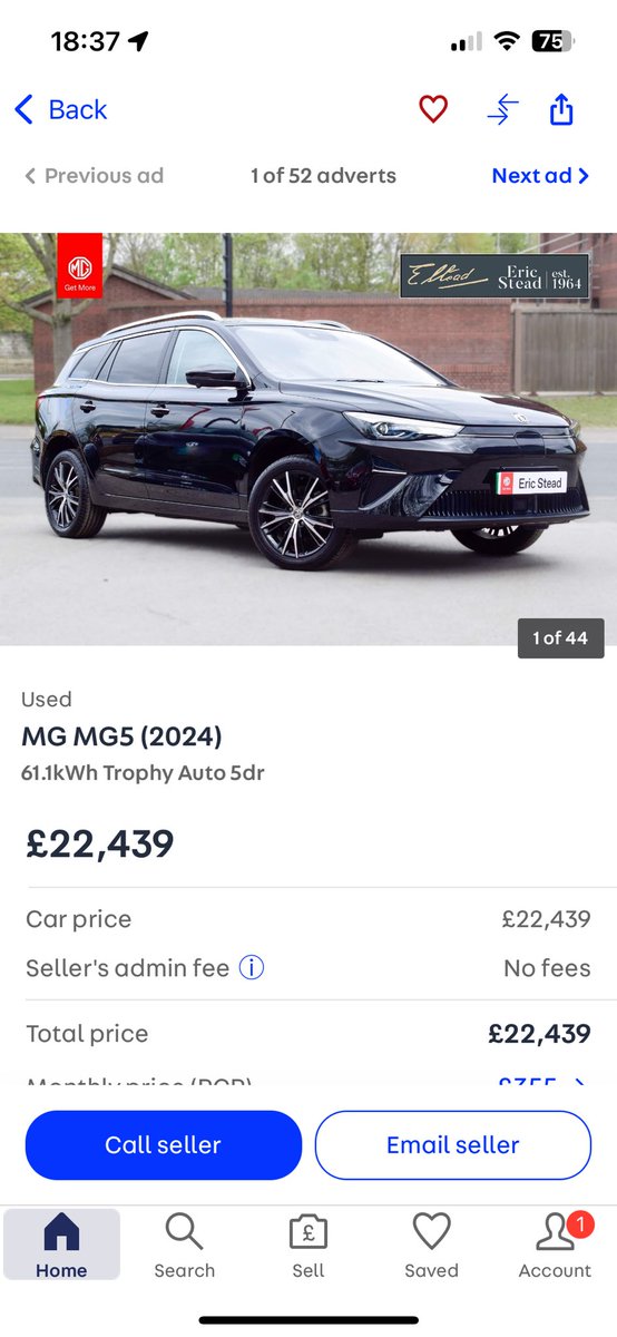 🚨Nearly New EV Deal🚨

2024 MG 5 Trophy 61 kWh with 493 miles on the clock for £22,439
🤩⚡️⚡️🤩#EVdeals 

autotrader.co.uk/car-details/20…